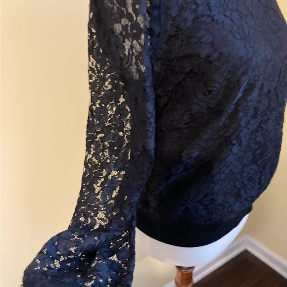 Tory Burch Black Lace and Knit Sweater Top Size Medium - Picture 10 of 11